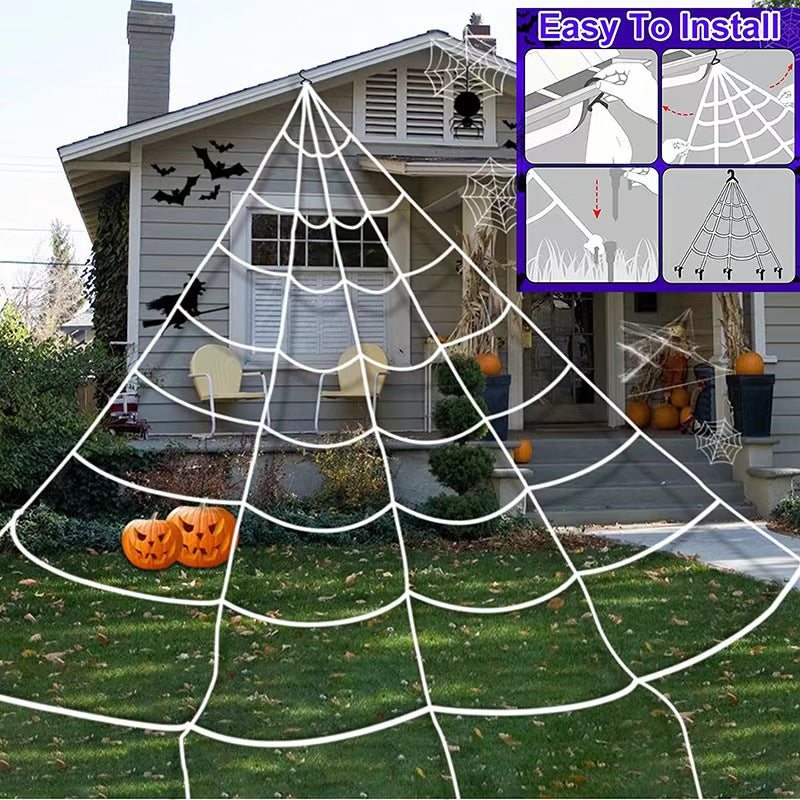 Glowing Purple Halloween Spider Web Lights