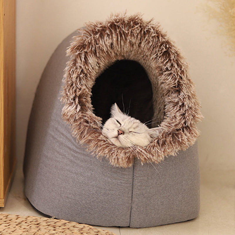 Cozy Winter Cave Bed for Small Dogs and Cats