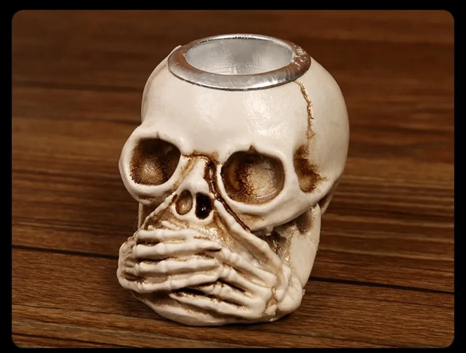 Spooky Skull Candle Holder Set
