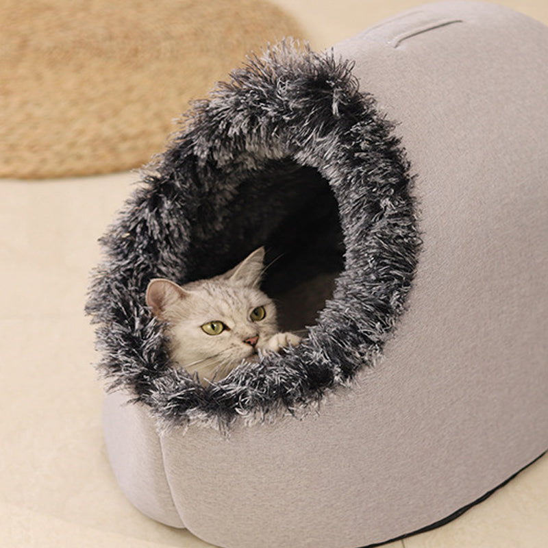 Cozy Winter Cave Bed for Small Dogs and Cats