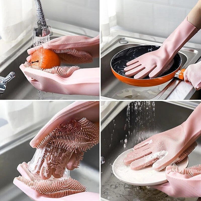 CleanEase™ - 2-Pack Durable Dishwashing Gloves for Easy Cleanup