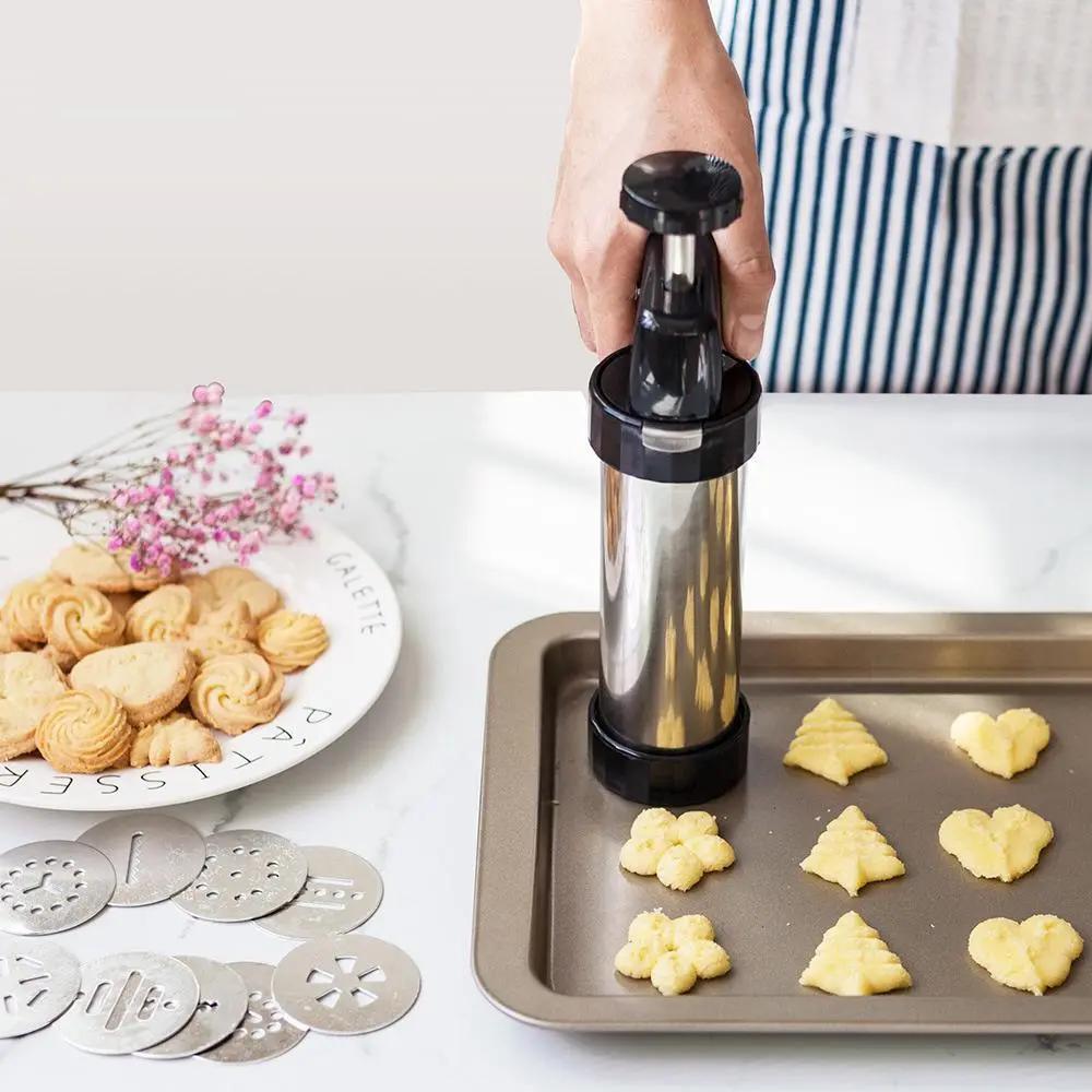 BakeJoy™ - Stainless Steel Spritz Cookie Press Set for Holidays