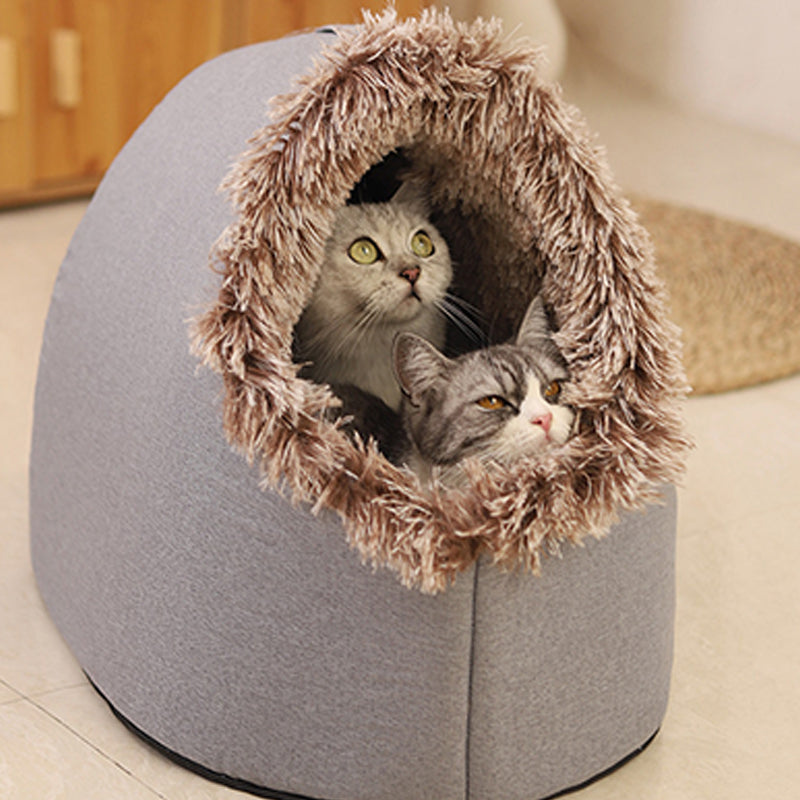 Cozy Winter Cave Bed for Small Dogs and Cats