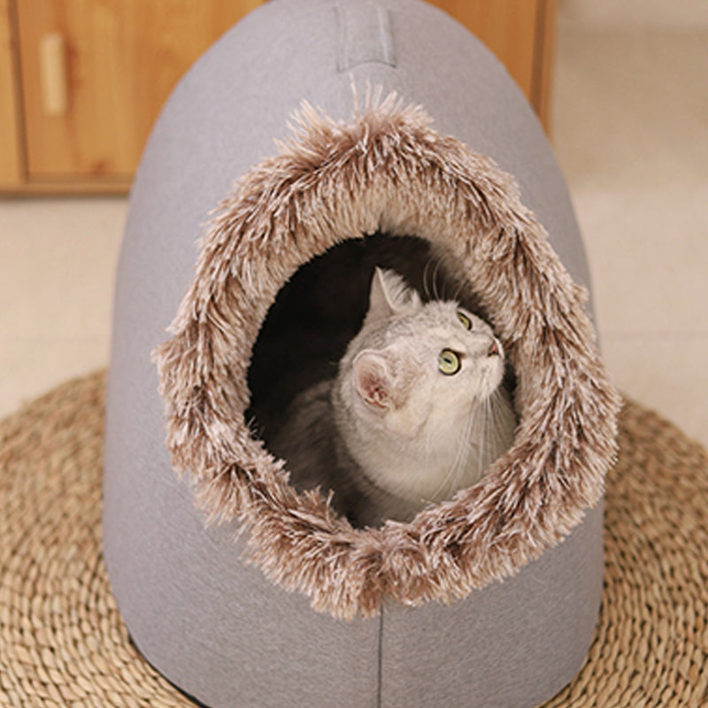 Cozy Winter Cave Bed for Small Dogs and Cats
