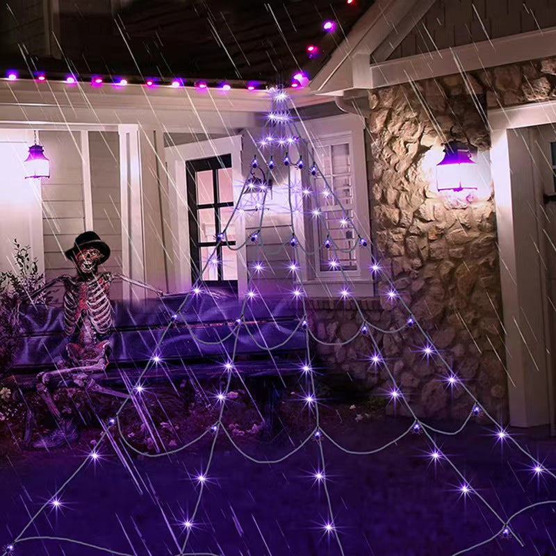 Glowing Purple Halloween Spider Web Lights