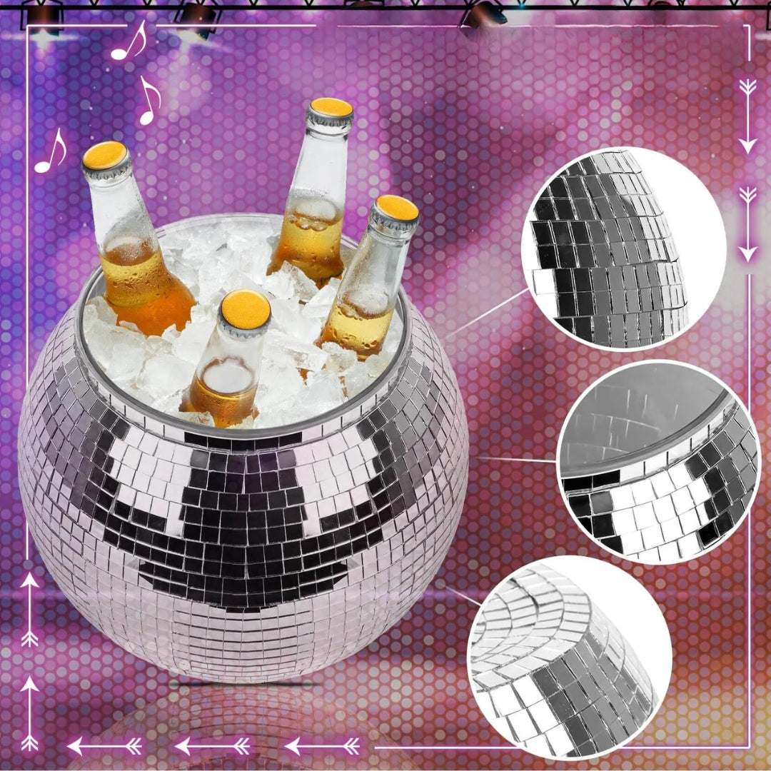 Retro Disco Ball Ice Bucket for Party and Home Bar Decor