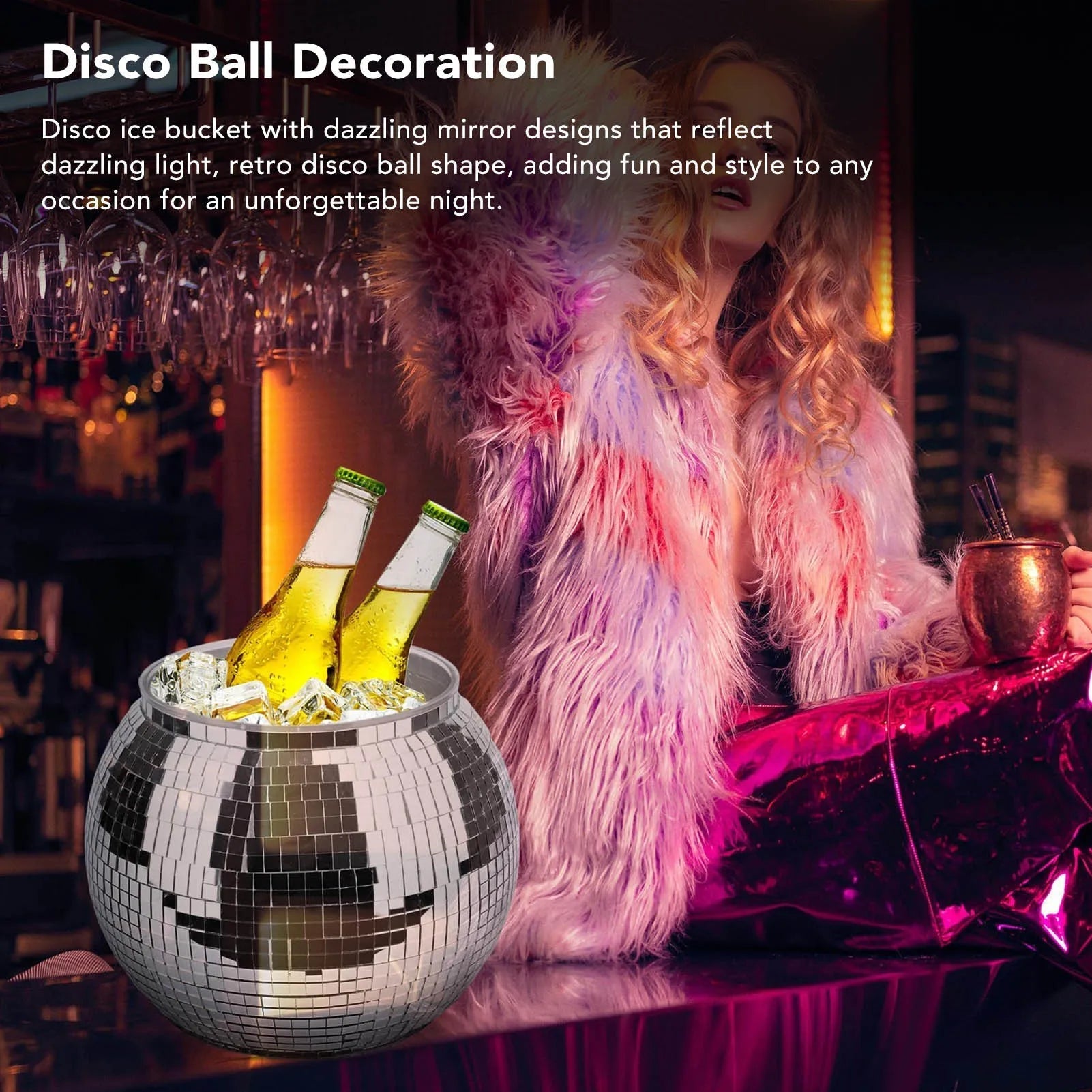 Retro Disco Ball Ice Bucket for Party and Home Bar Decor