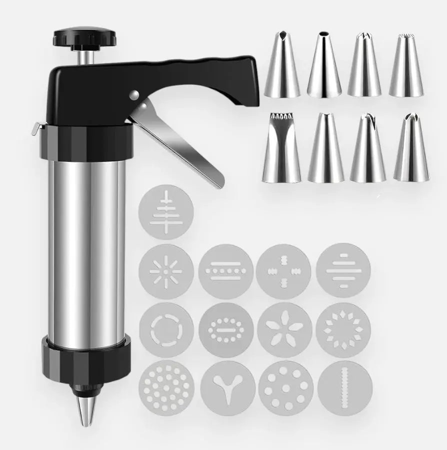 BakeJoy™ - Stainless Steel Spritz Cookie Press Set for Holidays