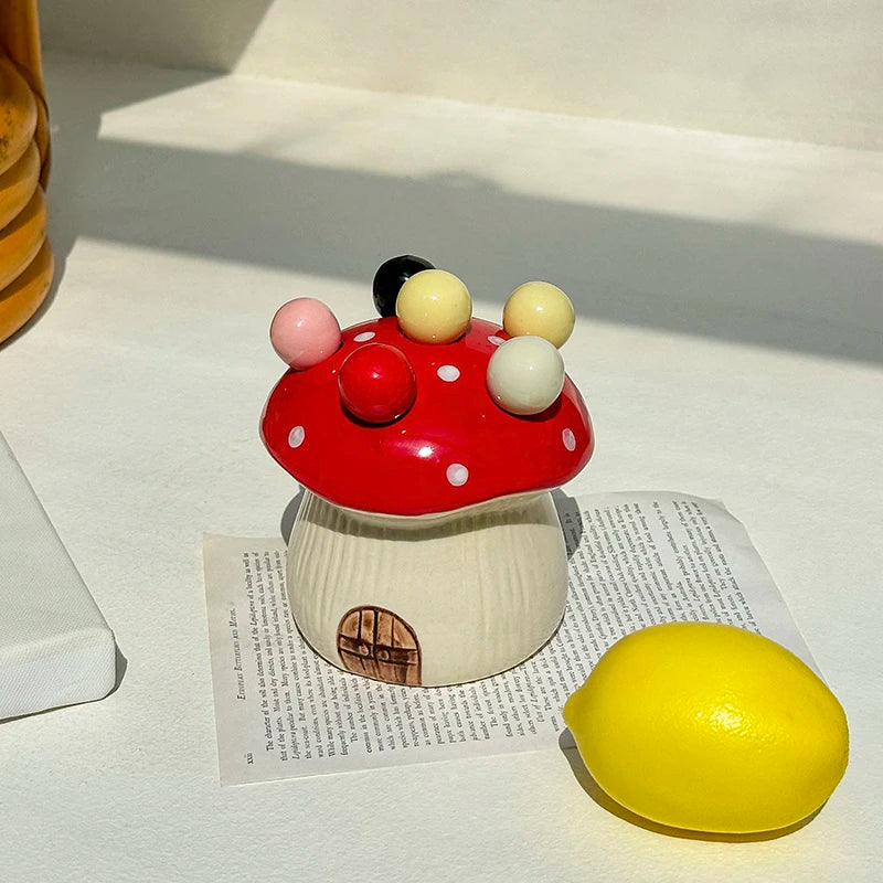 Rustic Handcrafted Mushroom-Shaped Fruit Fork