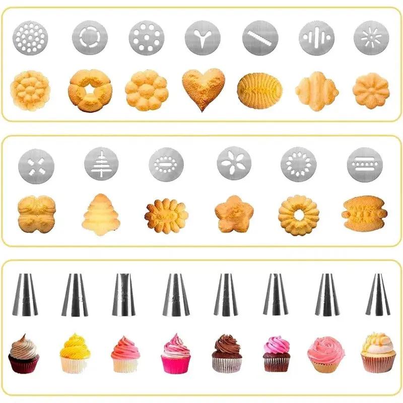 BakeJoy™ - Stainless Steel Spritz Cookie Press Set for Holidays