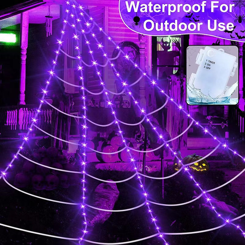 Glowing Purple Halloween Spider Web Lights