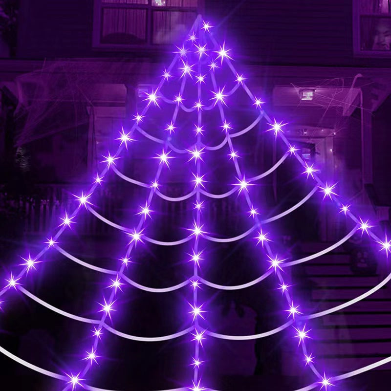 Glowing Purple Halloween Spider Web Lights