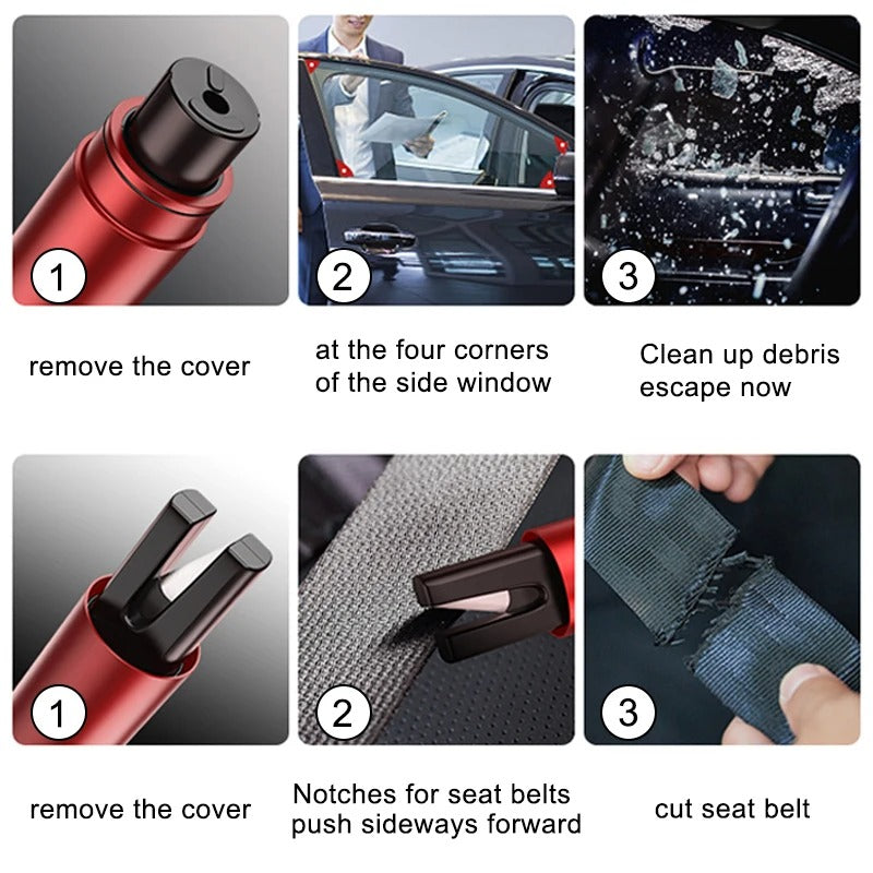 Compact Emergency Car Safety Tool with Glass Breaker and Seatbelt Cutter