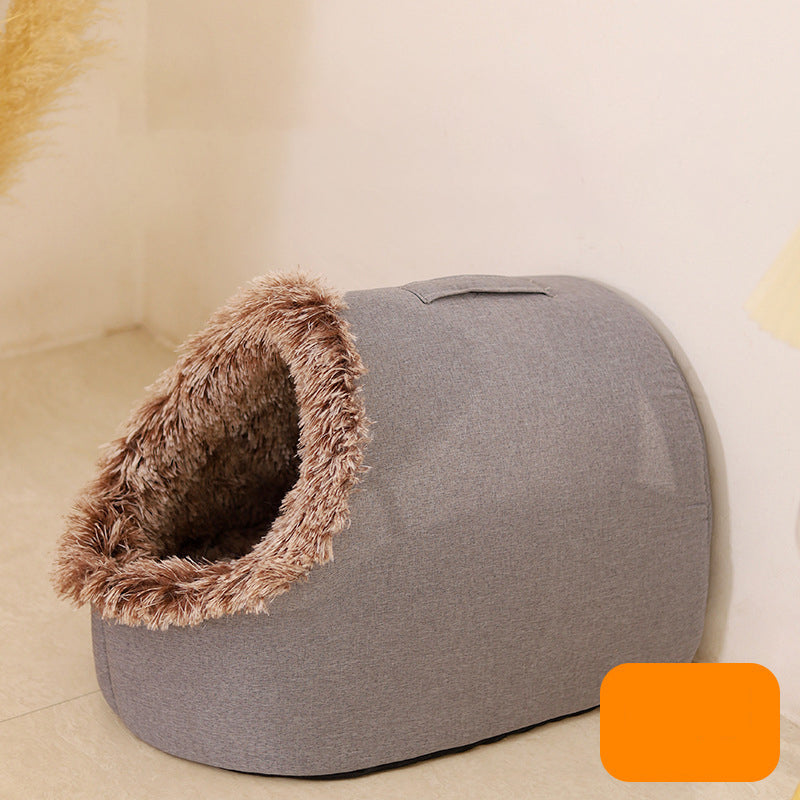 Cozy Winter Cave Bed for Small Dogs and Cats