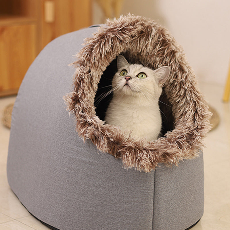 Cozy Winter Cave Bed for Small Dogs and Cats