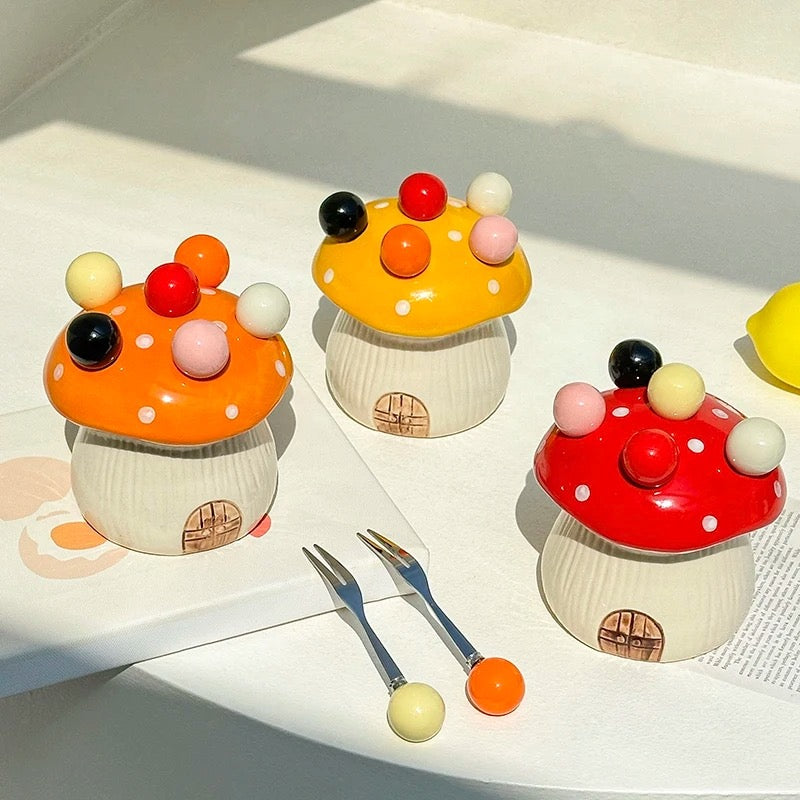 Rustic Handcrafted Mushroom-Shaped Fruit Fork